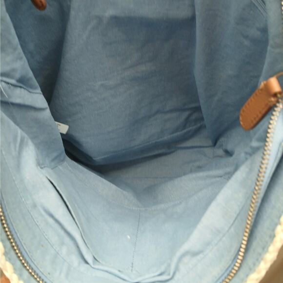 Talbots Leather Trim Straw Shoulder Tote Bag Boho Beach Vacation Coastal Cruise - Picture 7 of 15